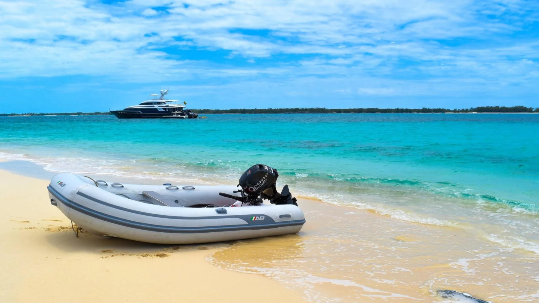a boat on the beach aboard OCTOPUSSY Yacht for Sale