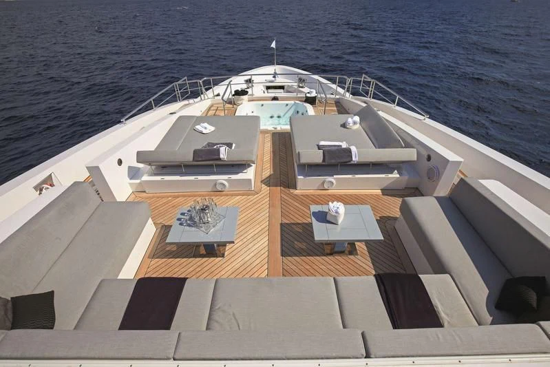 a large ship on the water aboard BAMBOO Yacht for Sale
