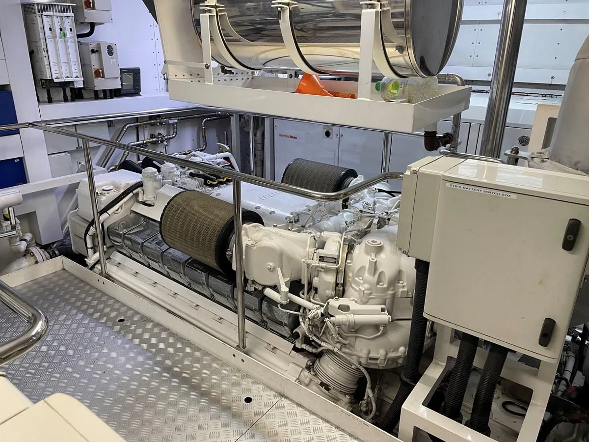 a machine with a large piece of equipment in it aboard HARBOUR Yacht for Sale