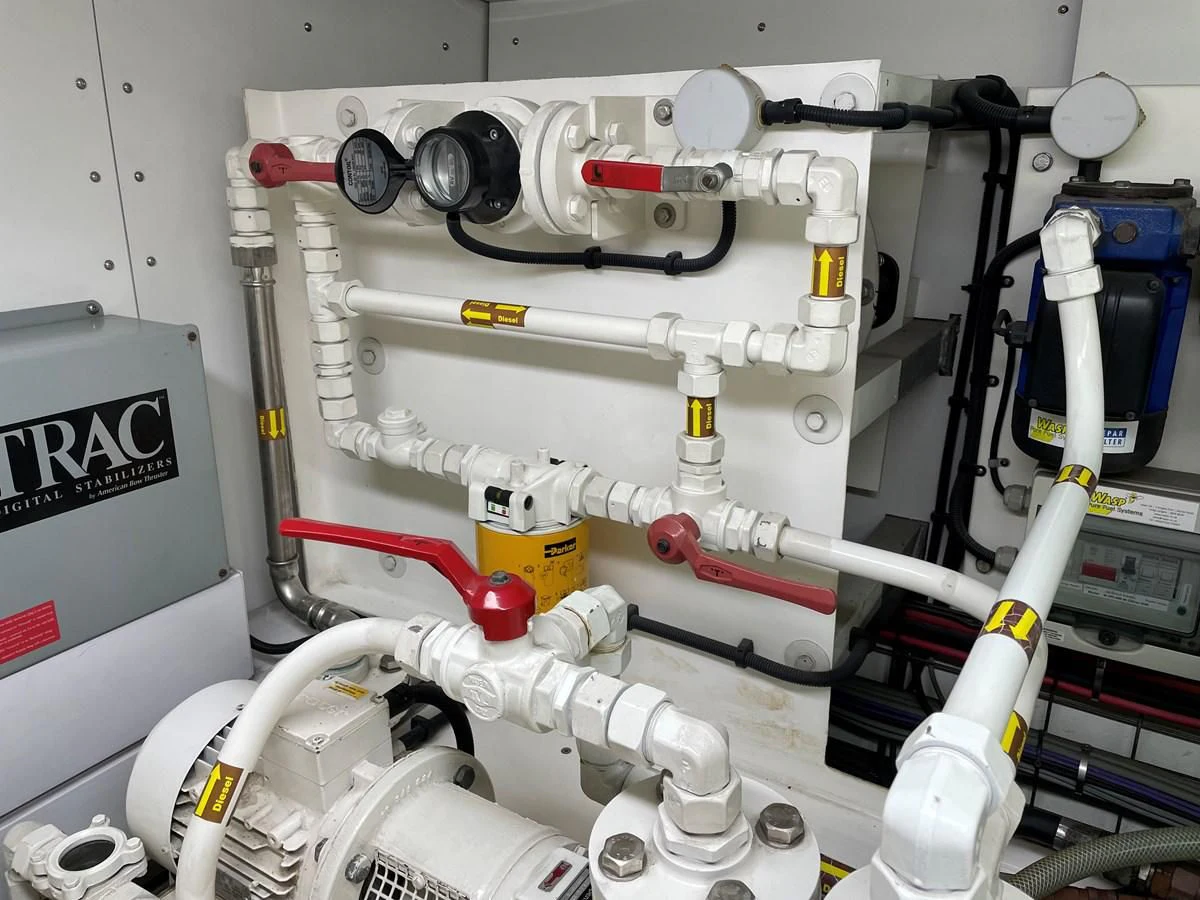 a machine with many tubes aboard HARBOUR Yacht for Sale