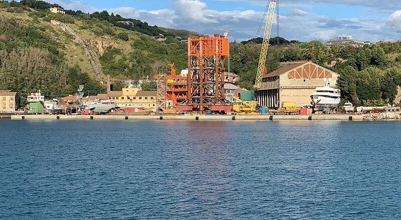 a large crane next to a body of water aboard YOPUR Yacht for Sale