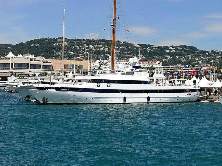 a large white boat in the water aboard YOPUR Yacht for Sale