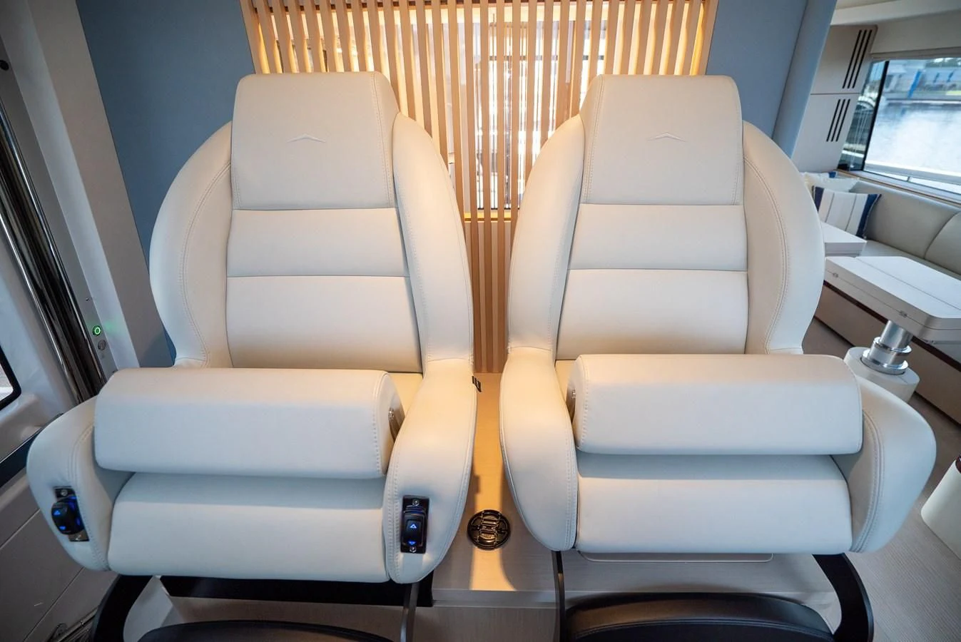 a white car with seats aboard 2023 AZIMUT FLY 78/56 Yacht for Sale