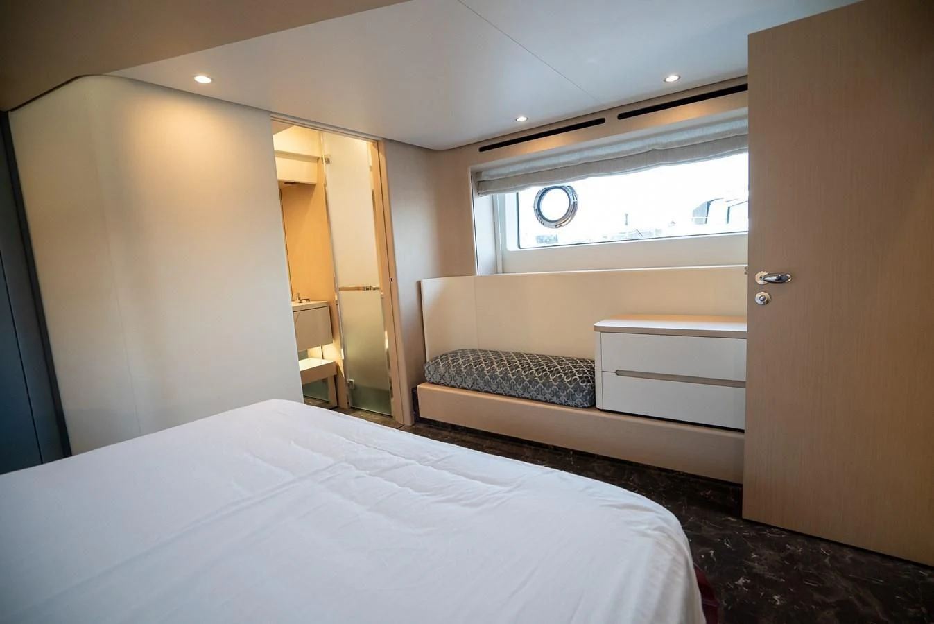 a room with two beds aboard 2023 AZIMUT FLY 78/56 Yacht for Sale