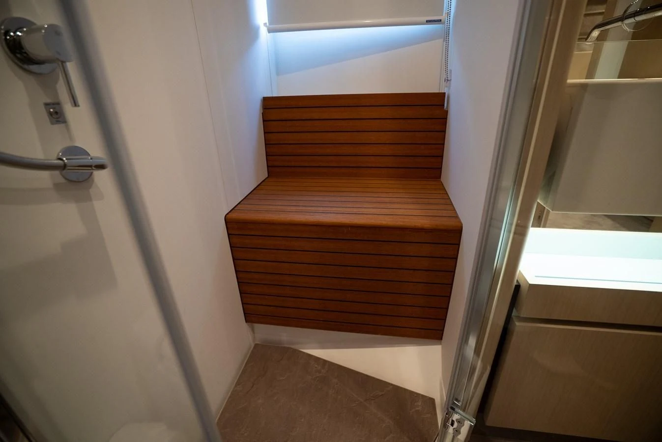 a wooden staircase in a room aboard 2023 AZIMUT FLY 78/56 Yacht for Sale