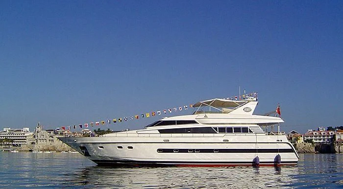 a large white boat on the water aboard ABOU MAYA Yacht for Sale