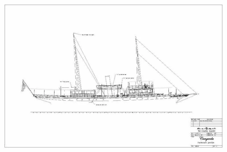 diagram, engineering drawing aboard CANGARDA Yacht for Sale