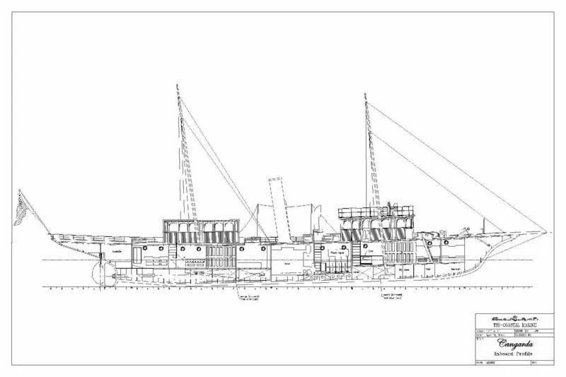 diagram, engineering drawing aboard CANGARDA Yacht for Sale