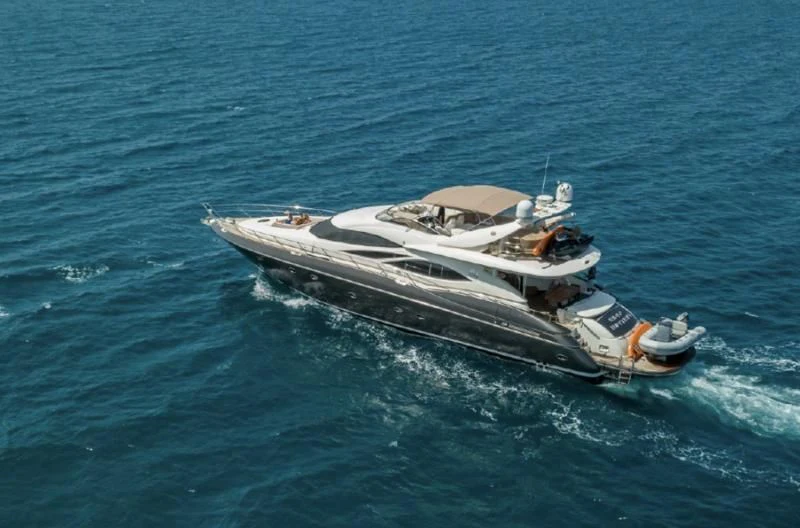 a boat in the water aboard SKYWATER Yacht for Sale
