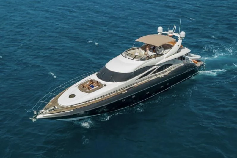 a boat in the water aboard SKYWATER Yacht for Sale