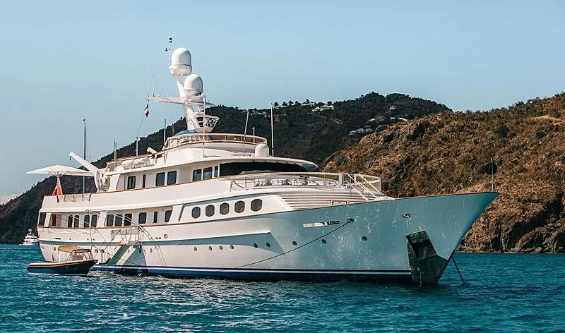 a large white boat in the water aboard LADY GEORGINA Yacht for Sale