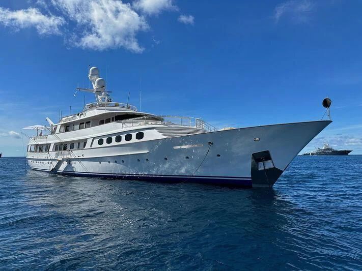 a large white boat in the water aboard LADY GEORGINA Yacht for Sale