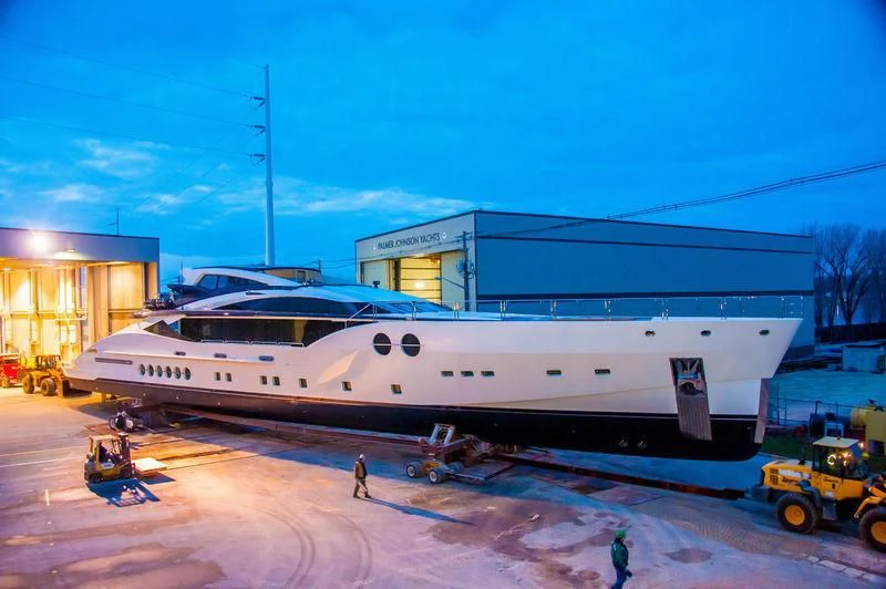 a large white airplane aboard BLISS Yacht for Sale
