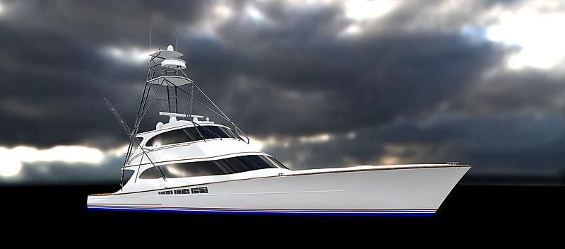 a white yacht in the water aboard III AMIGOS Yacht for Sale