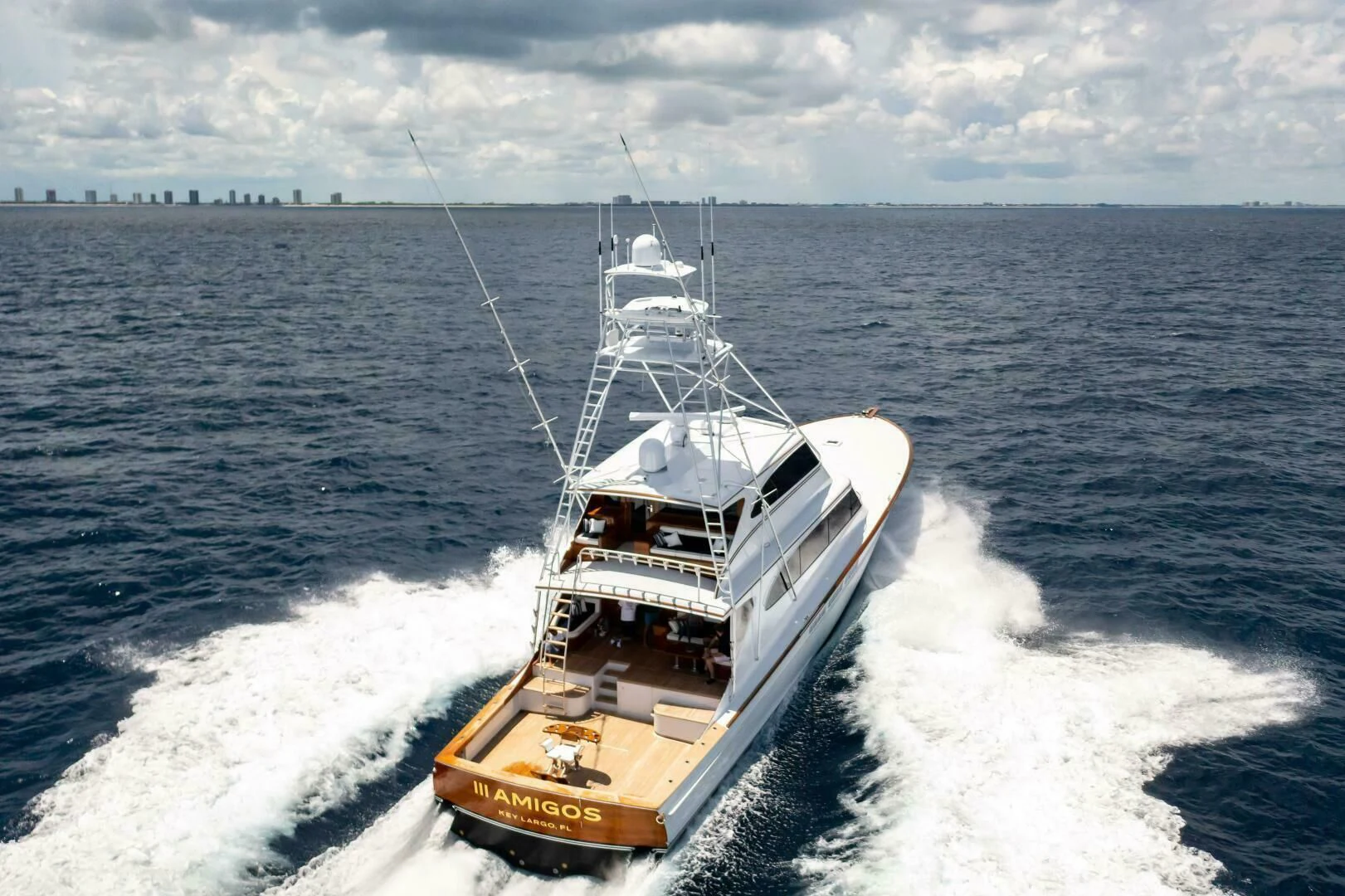 a boat on the water aboard III AMIGOS Yacht for Sale