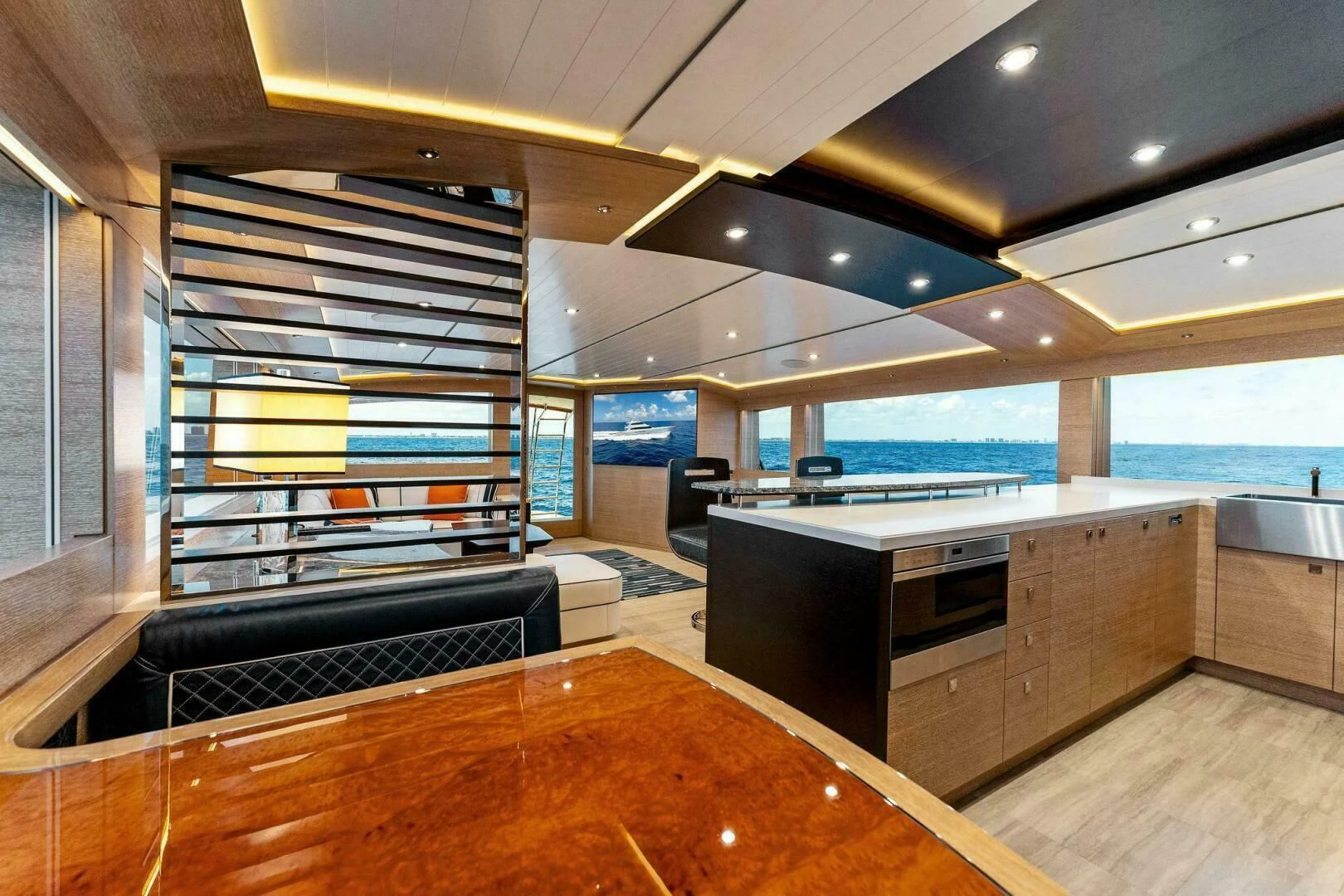 a large modern kitchen aboard III AMIGOS Yacht for Sale