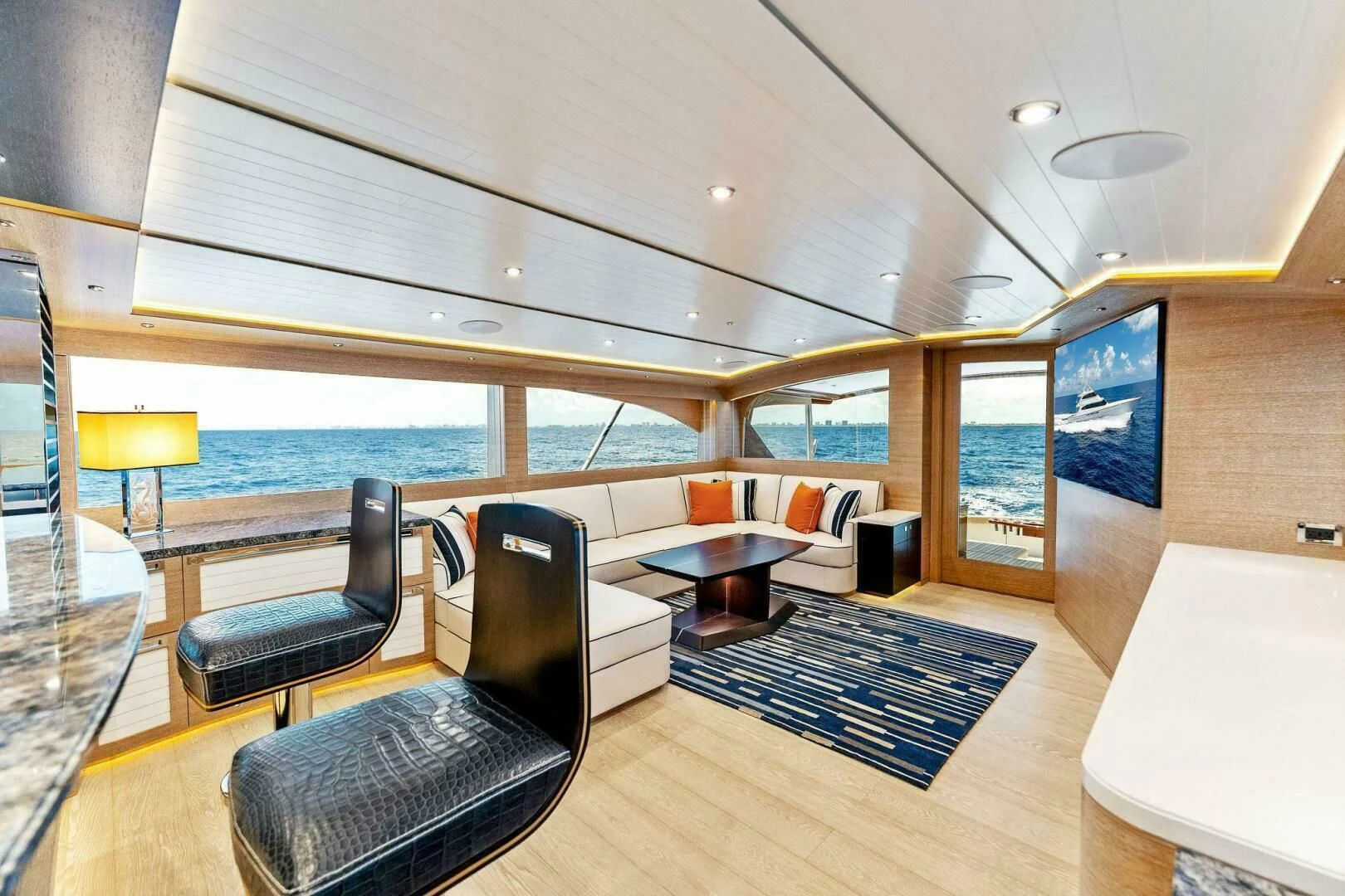 a room with a large pool aboard III AMIGOS Yacht for Sale