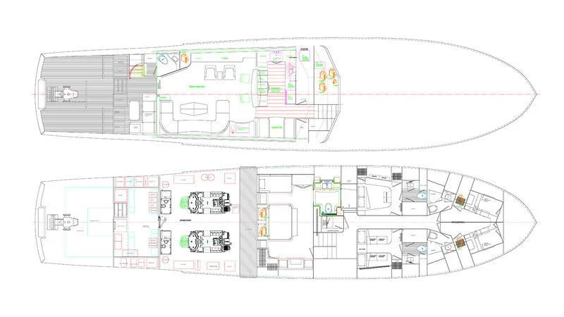 diagram, engineering drawing aboard III AMIGOS Yacht for Sale