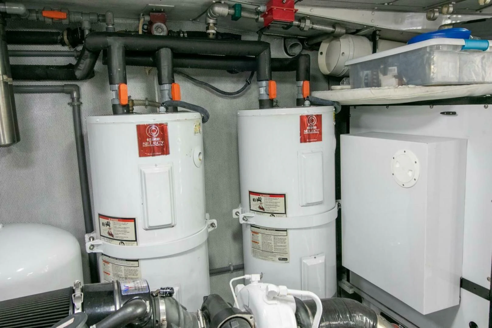 a group of white containers aboard CHAIRMAN Yacht for Sale