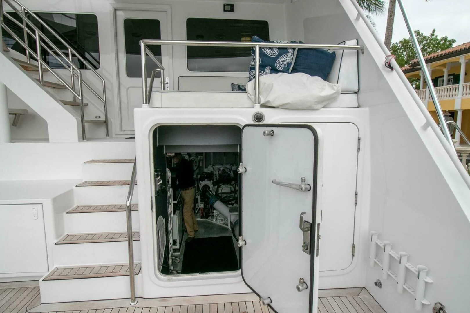 a person sitting in a white box aboard CHAIRMAN Yacht for Sale