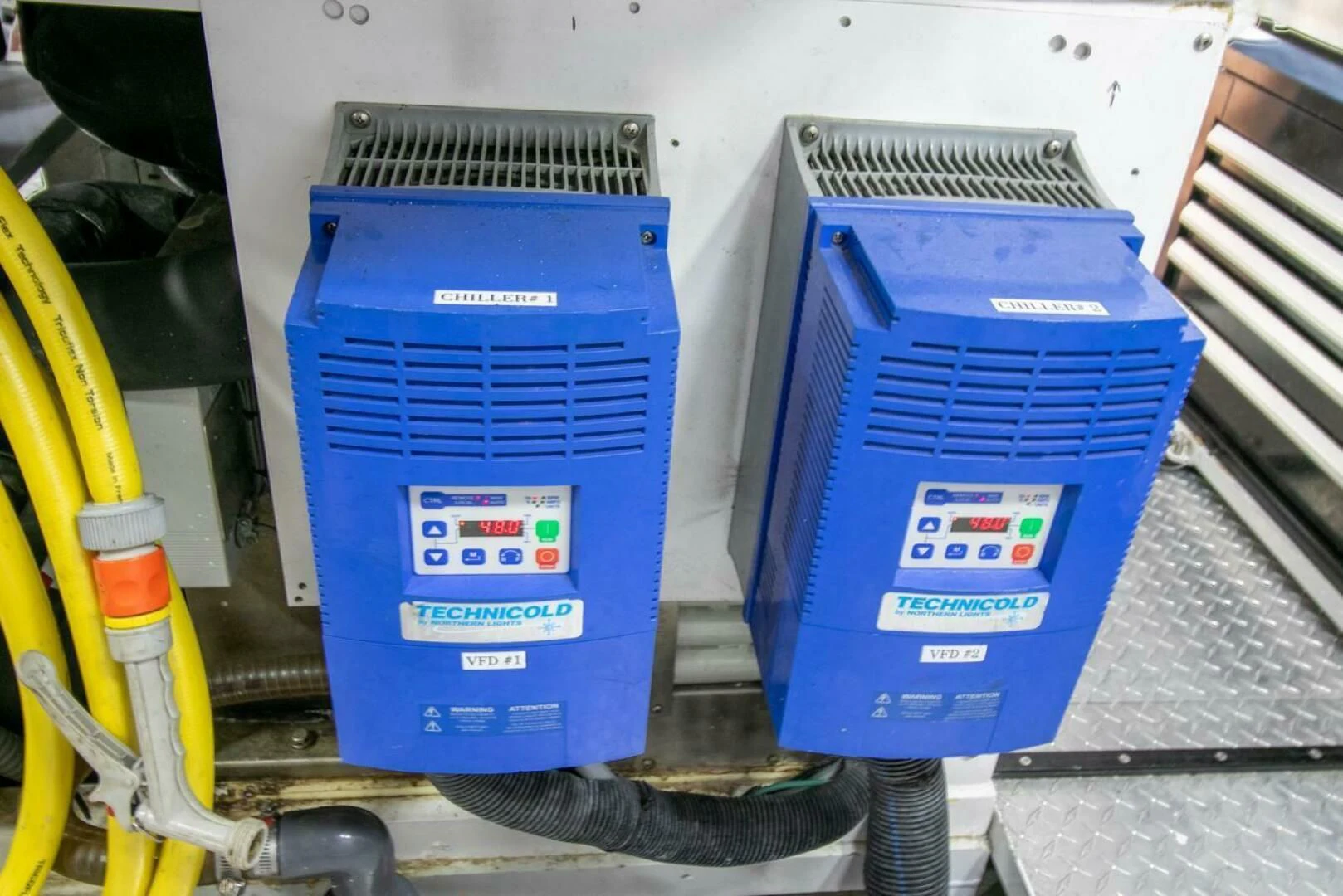 a few blue containers aboard CHAIRMAN Yacht for Sale