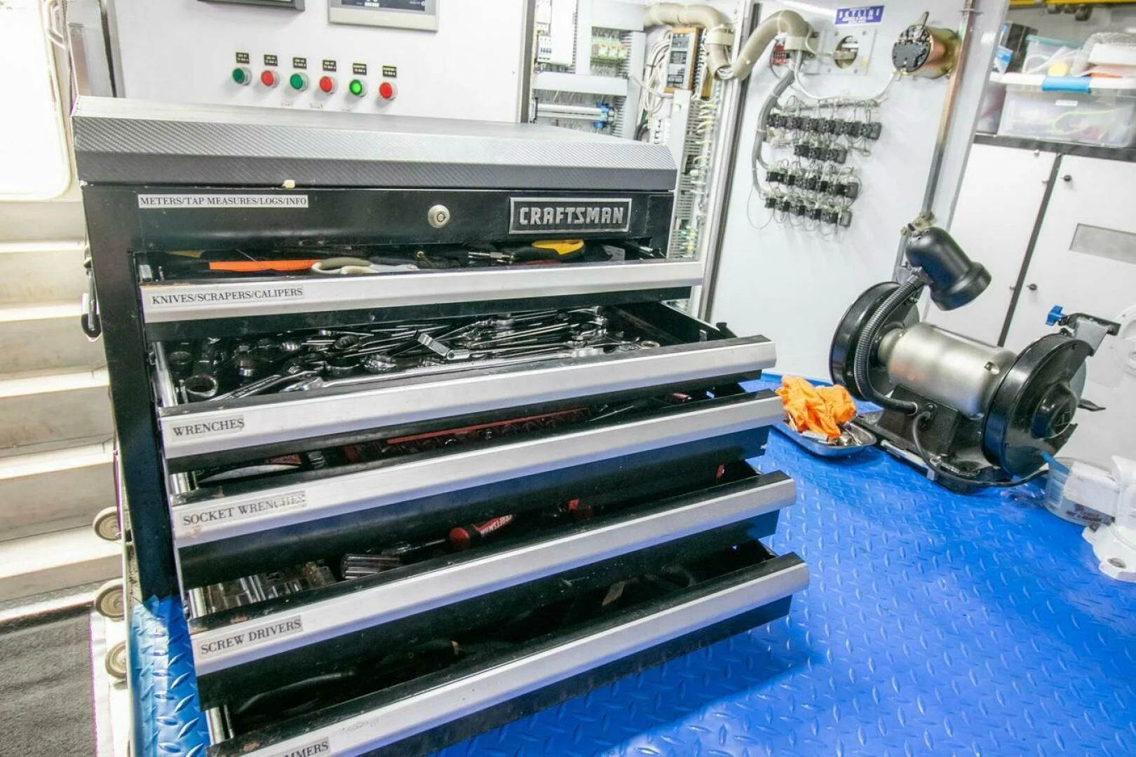 a machine with a blue cover aboard CHAIRMAN Yacht for Sale