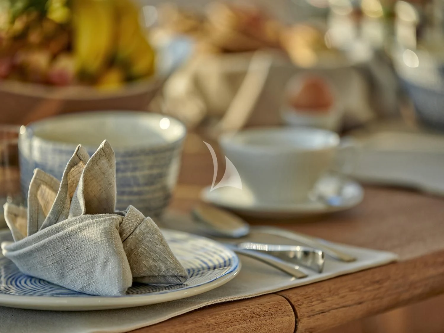 a plate of food aboard JULIE M Yacht for Sale
