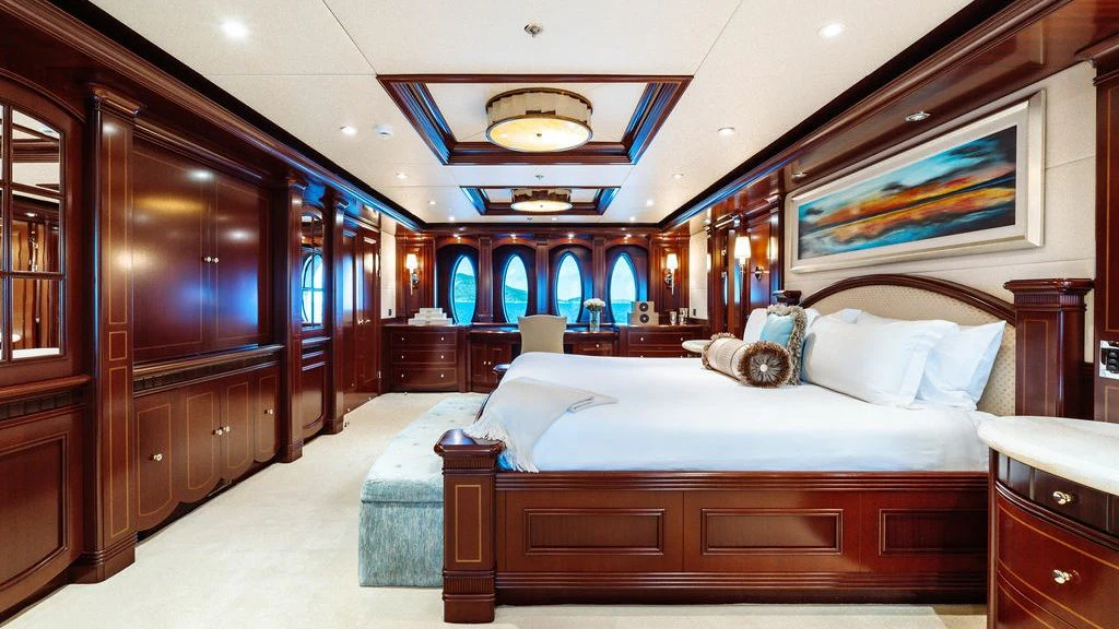 a room with a couple of beds aboard LADY BETH Yacht for Sale