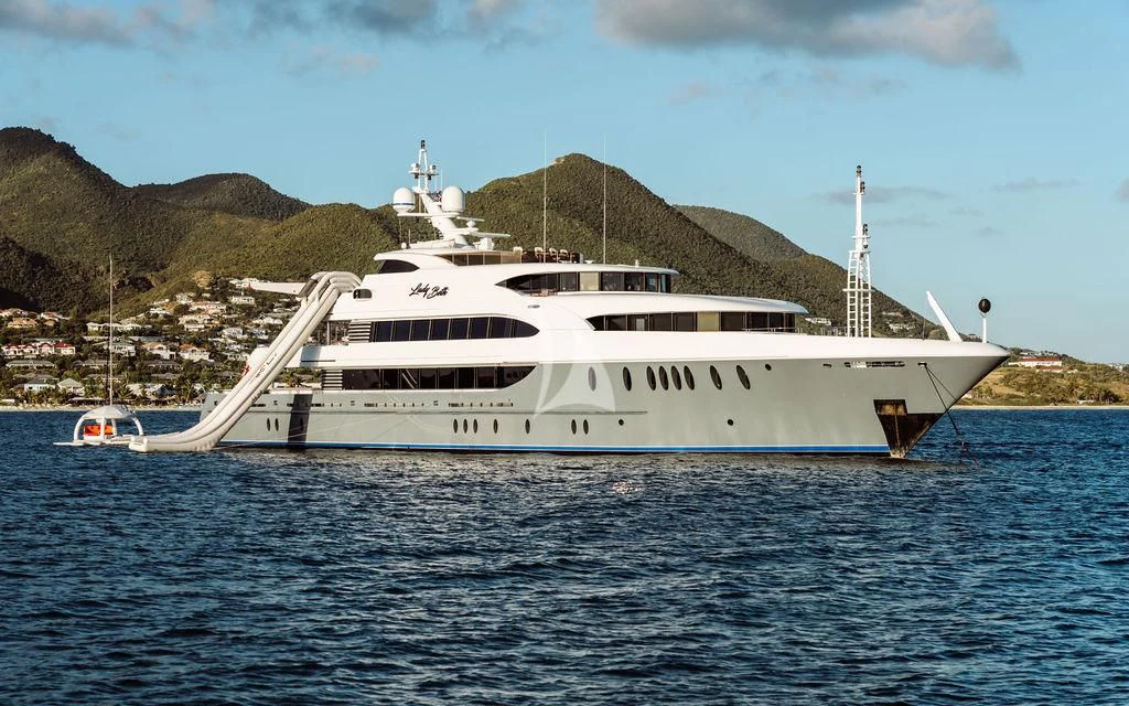 a large white boat in the water aboard LADY BETH Yacht for Sale