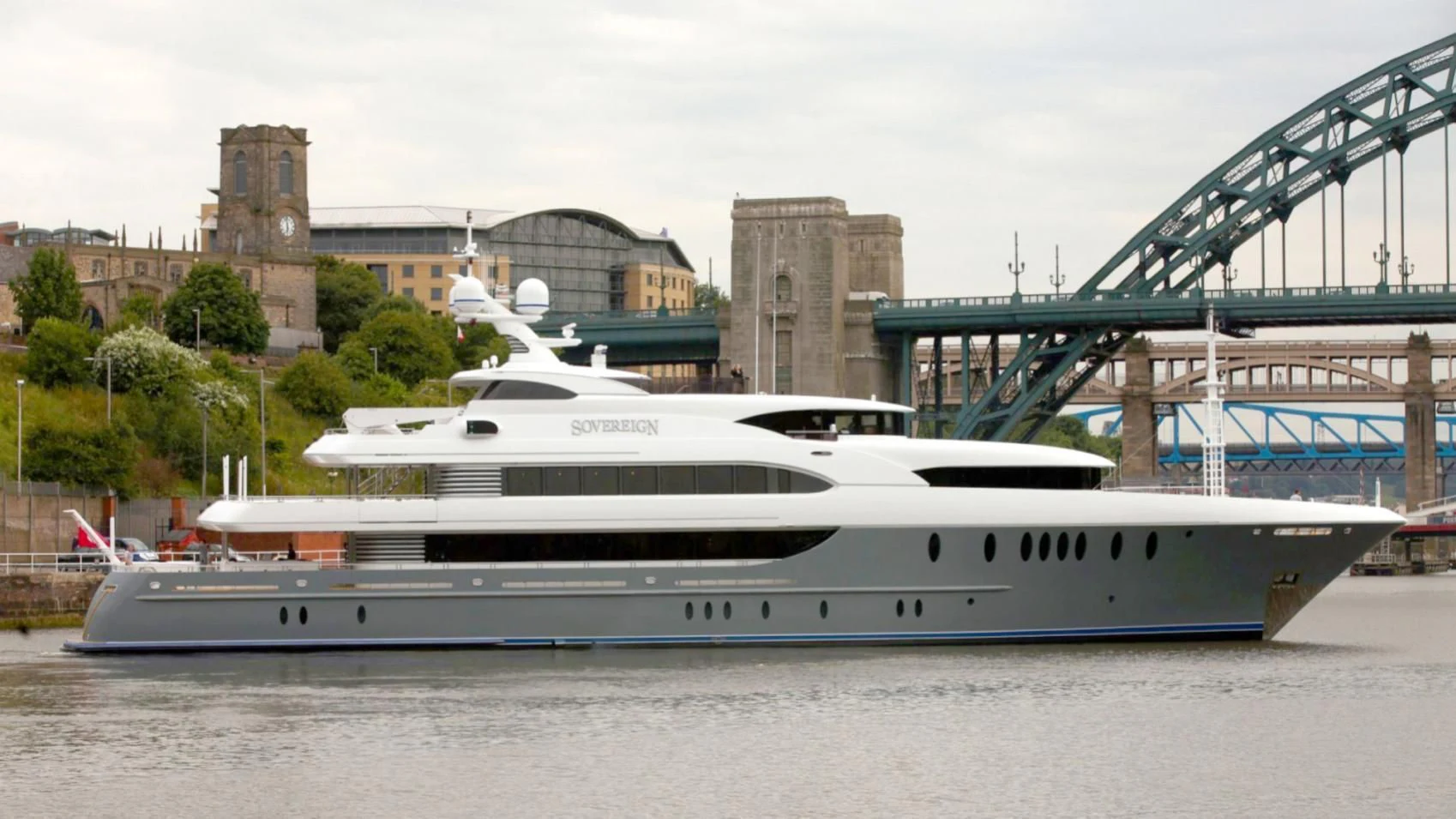 a large white boat in a body of water aboard LADY BETH Yacht for Sale