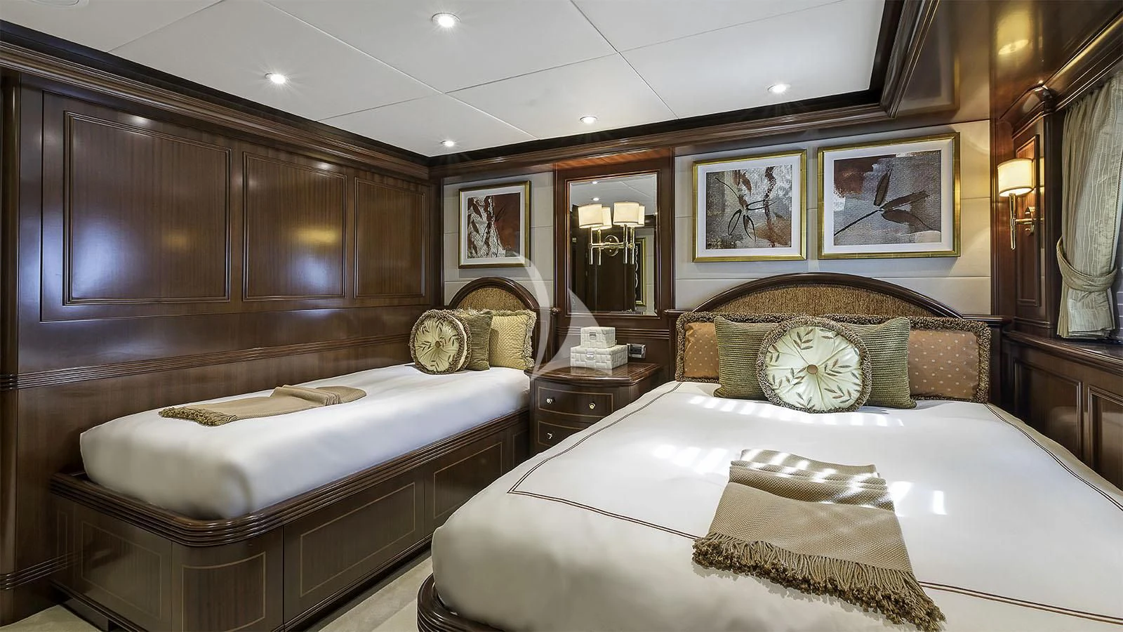 a room with two beds aboard LADY BETH Yacht for Sale