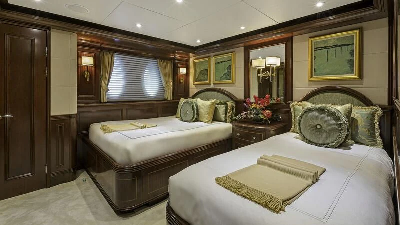 a room with two beds aboard LADY BETH Yacht for Sale