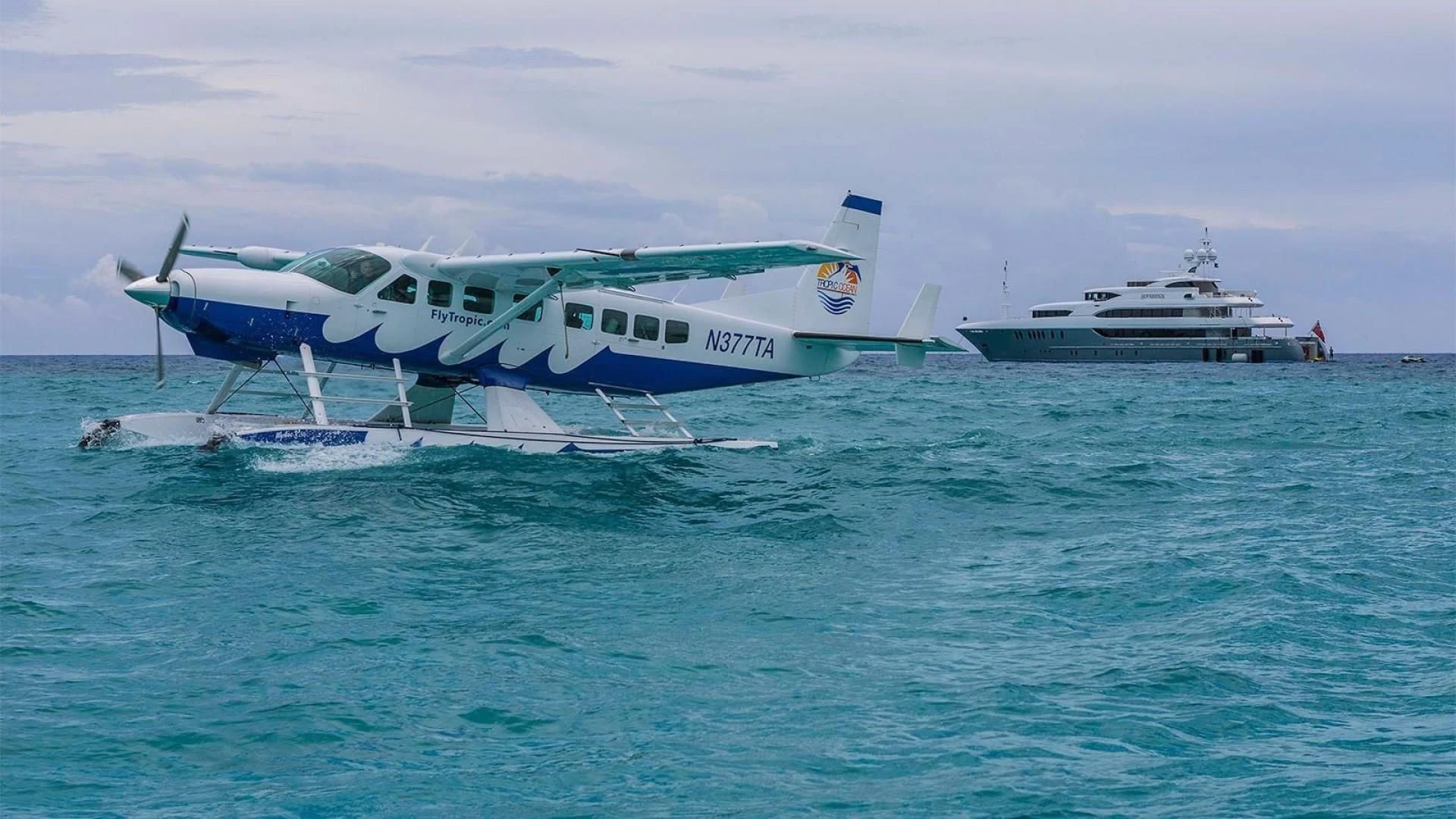 a plane on the water aboard LADY BETH Yacht for Sale
