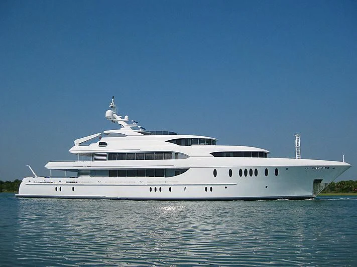 a white yacht on the water aboard LADY BETH Yacht for Sale