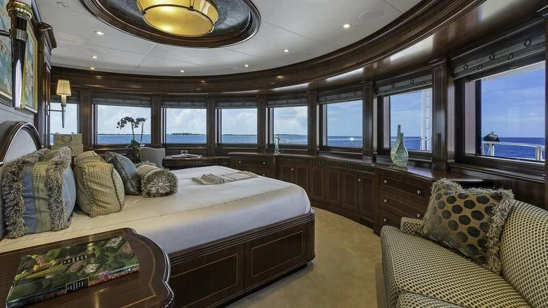 a large bedroom with a large bed aboard LADY BETH Yacht for Sale