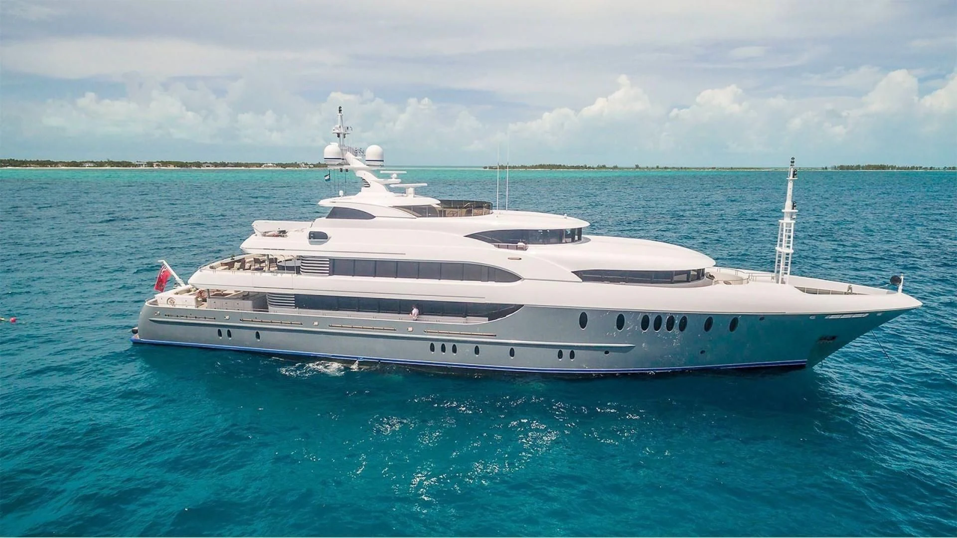 a white yacht in the water aboard LADY BETH Yacht for Sale