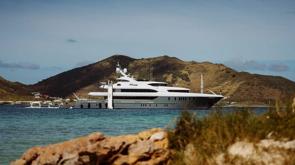 a white yacht in the water aboard LADY BETH Yacht for Sale