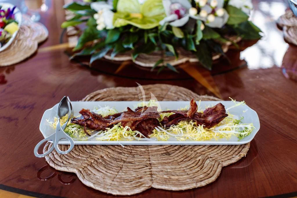 a bowl of food aboard LADY BETH Yacht for Sale