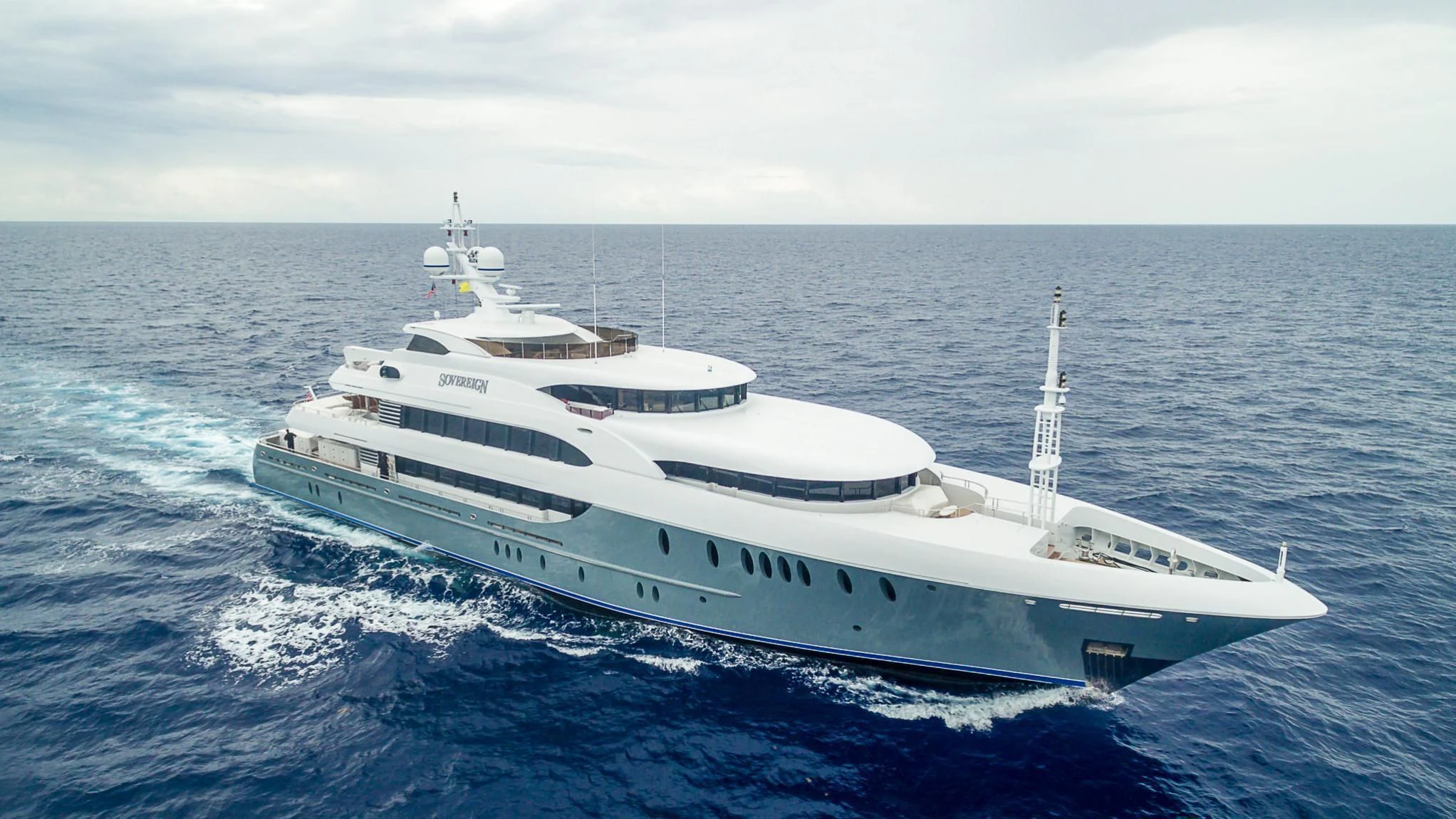 a white yacht on the water aboard LADY BETH Yacht for Sale