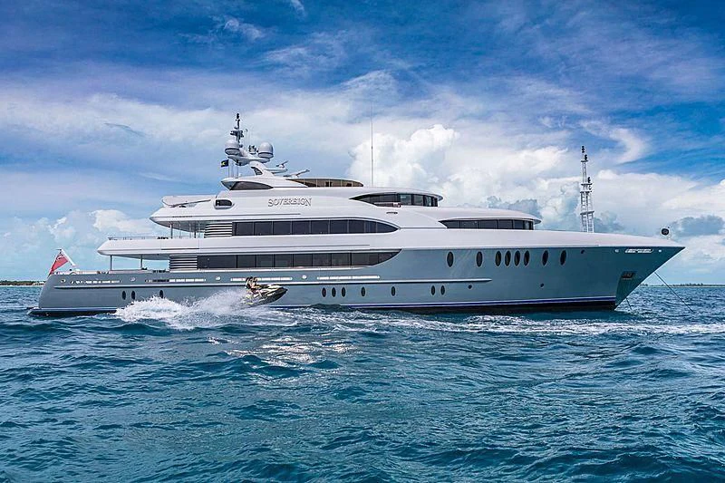 a large white yacht aboard LADY BETH Yacht for Sale