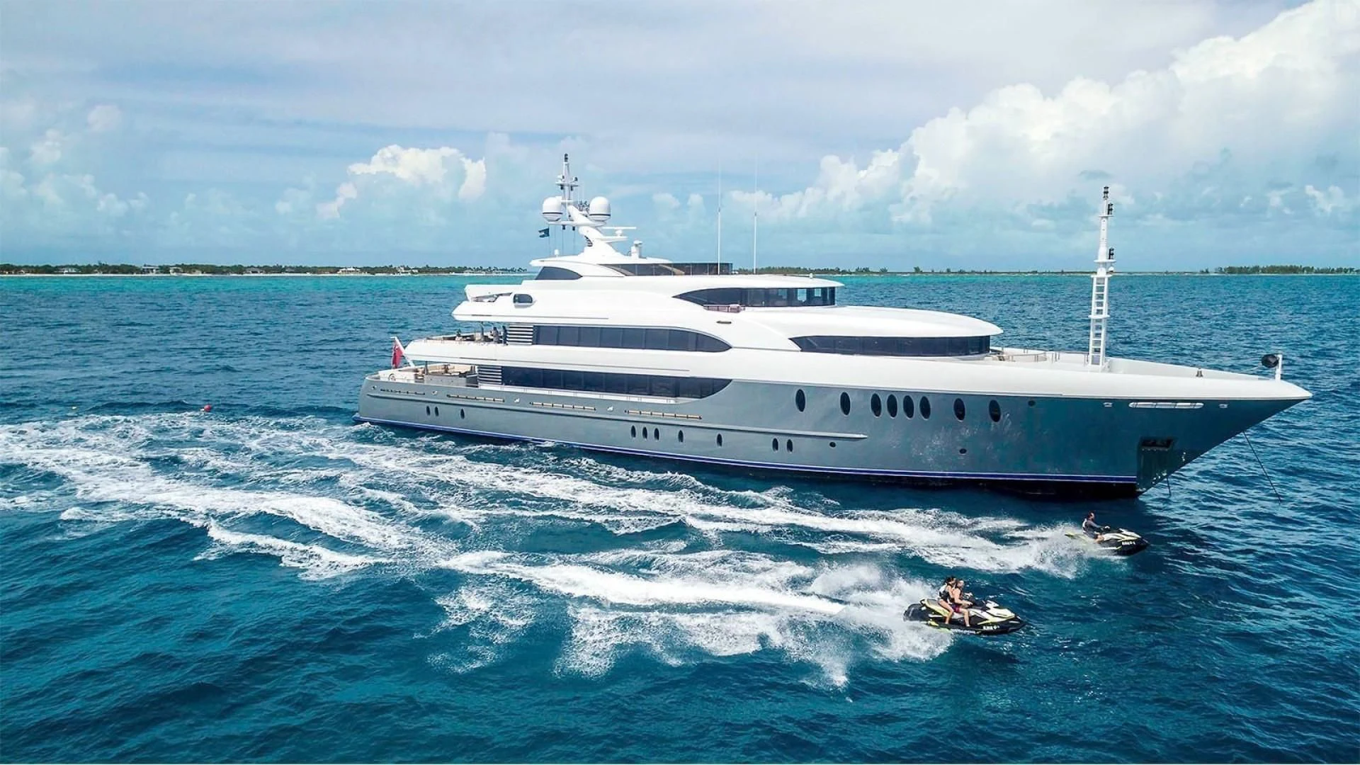 a white boat on the water aboard LADY BETH Yacht for Sale