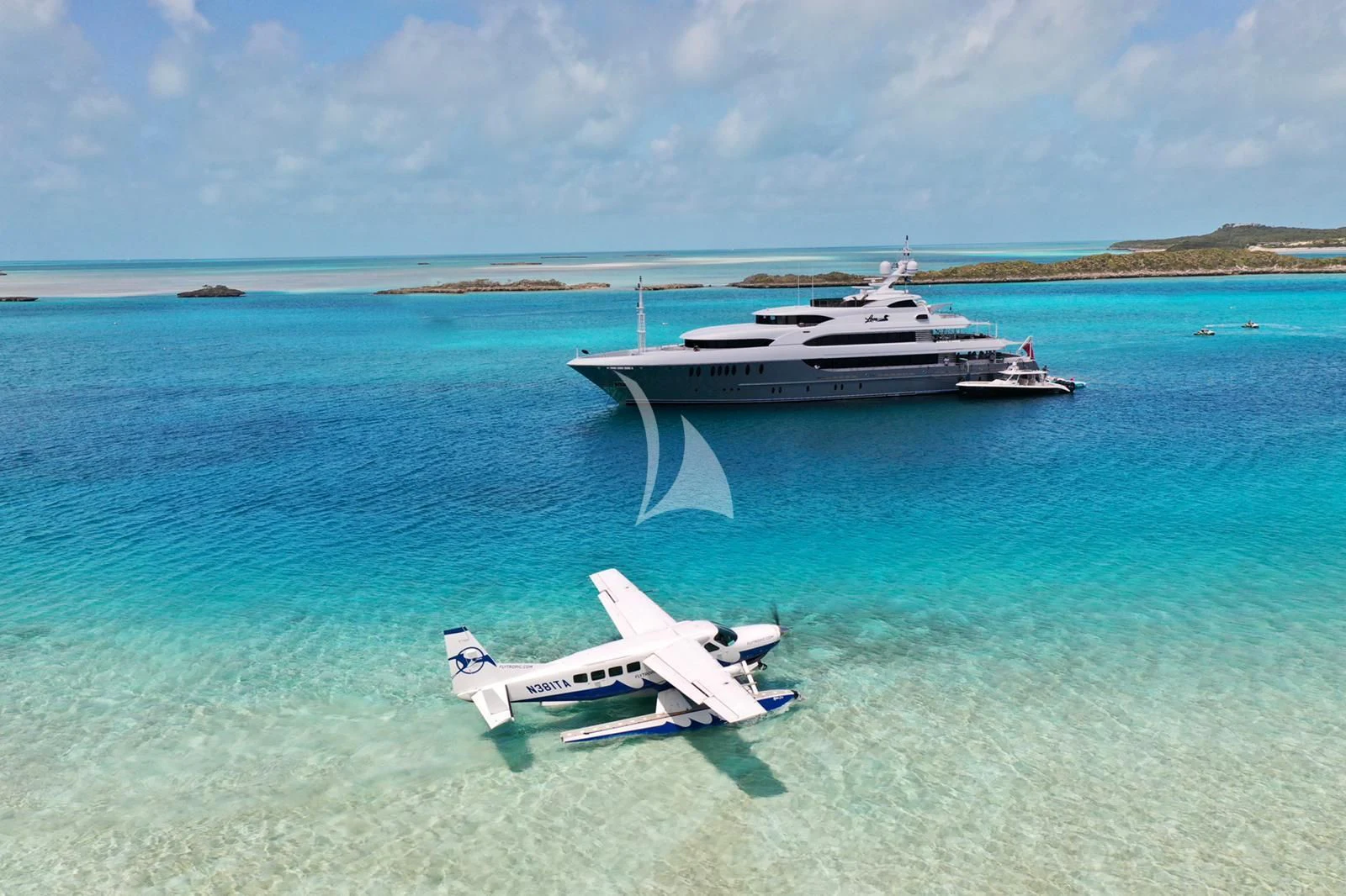 a plane and a plane in the water aboard LADY BETH Yacht for Sale