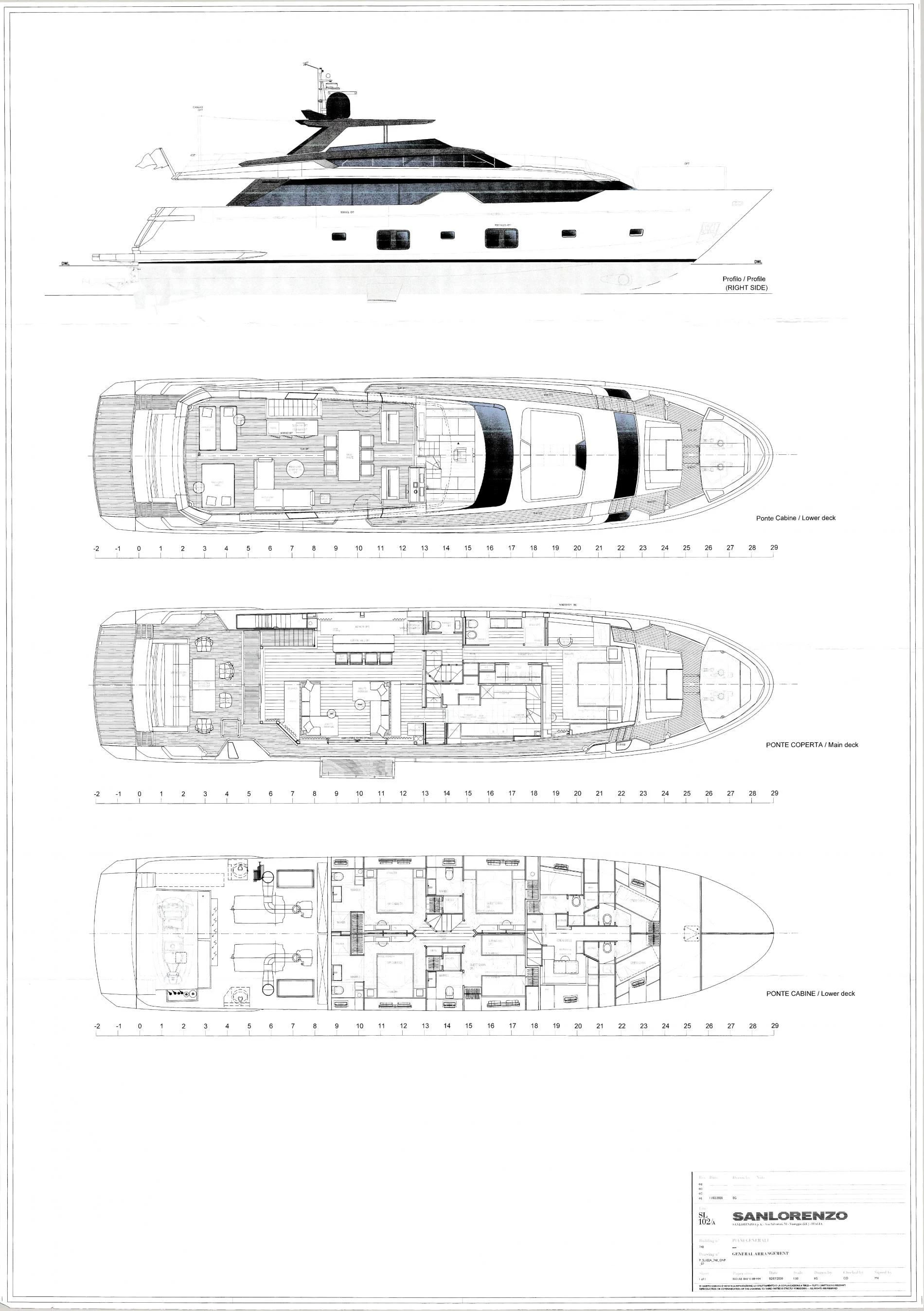 diagram, engineering drawing aboard DILARA Yacht for Sale