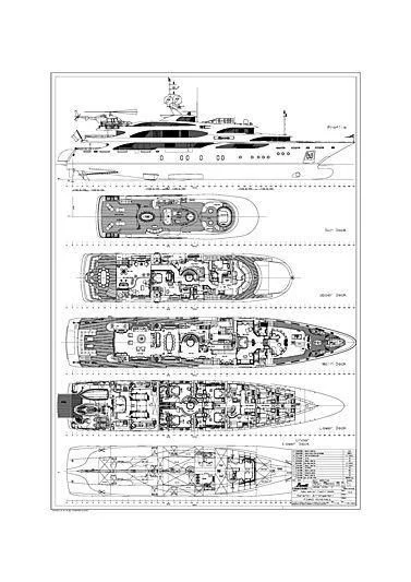 diagram, engineering drawing aboard DILARA Yacht for Sale