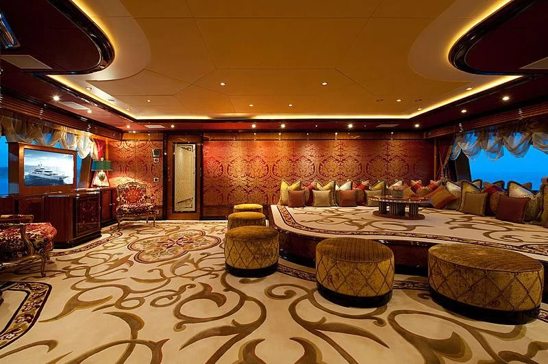 a large kitchen with large pots aboard DILARA Yacht for Sale