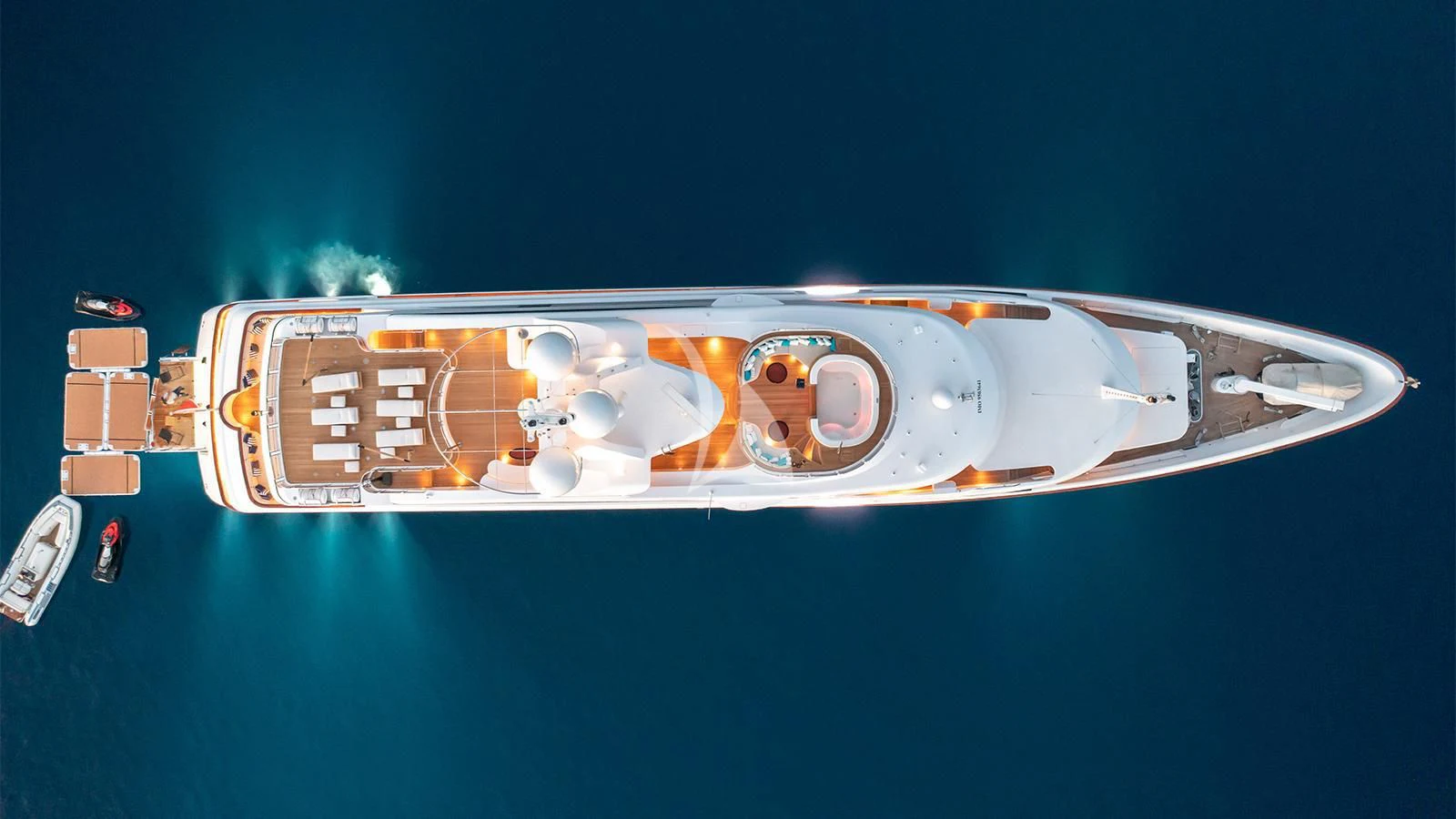 a white and orange object with text on it aboard DILARA Yacht for Sale