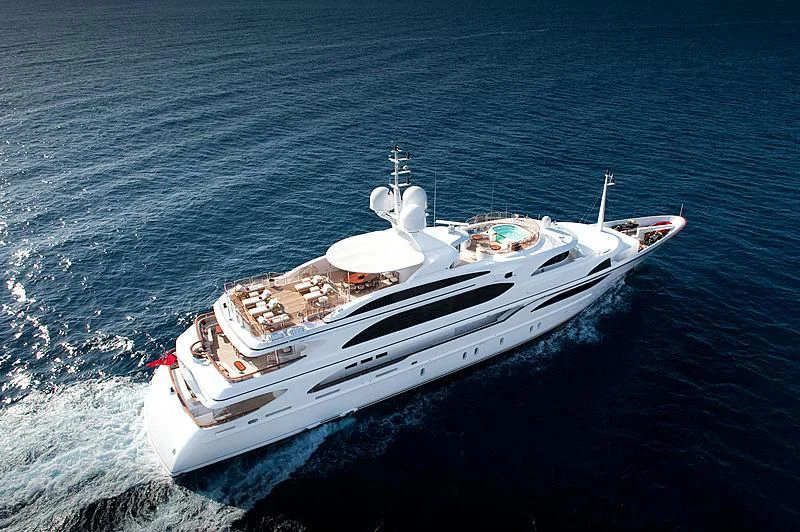 a white boat in the water aboard DILARA Yacht for Sale