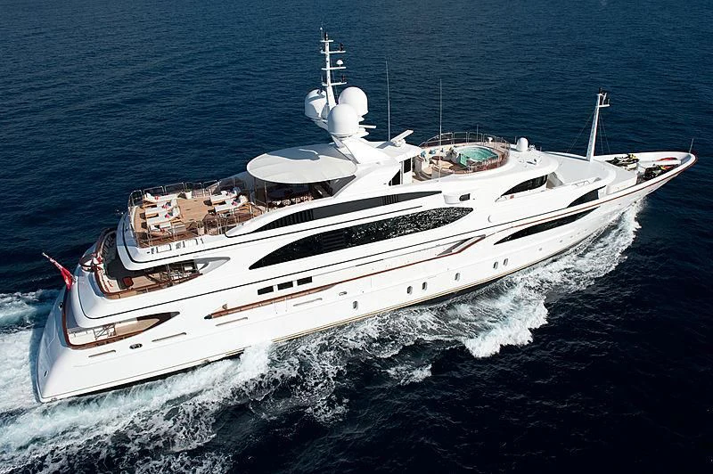a white boat on the water aboard DILARA Yacht for Sale