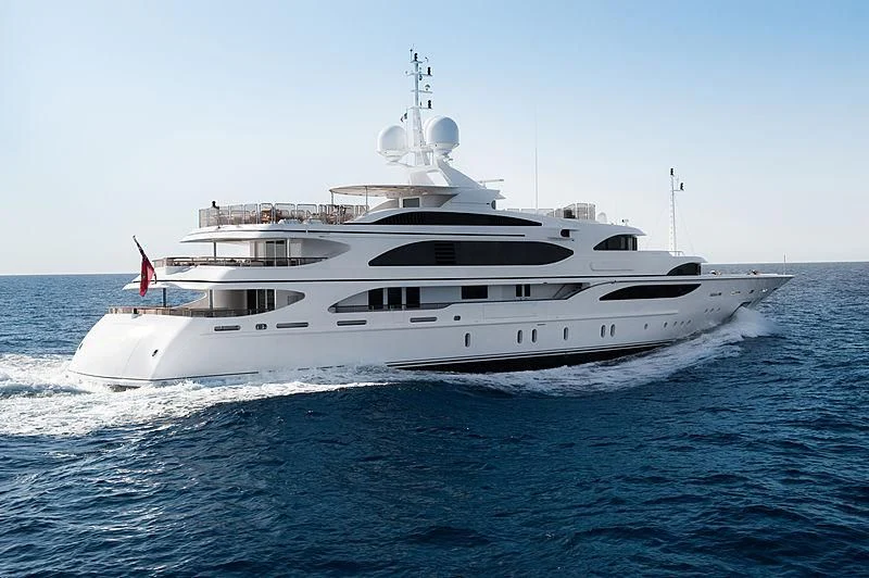 a white yacht on the water aboard DILARA Yacht for Sale