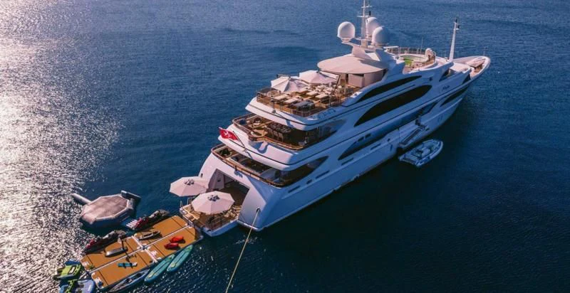 a boat on the water aboard DILARA Yacht for Sale
